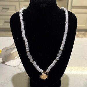 Elegant White and Gold Shell Necklace